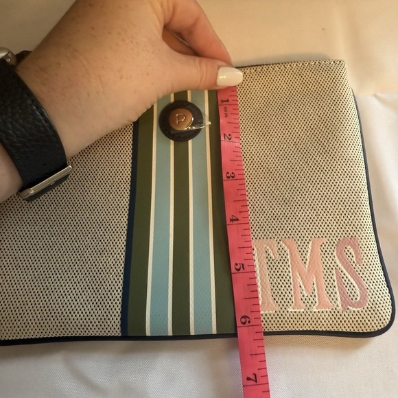 PARAVEL Small Cabana Zip Pouch Paloma Tan TMS Monogram Wallet Travel - Picture 10 of 10